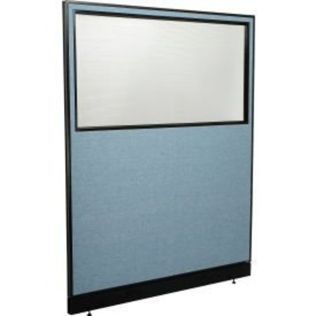 GLOBAL EQUIPMENT Interion    Office Partition Panel with Partial Window   Raceway, 60-1/4"W x 76"H, Blue 694697WNBL